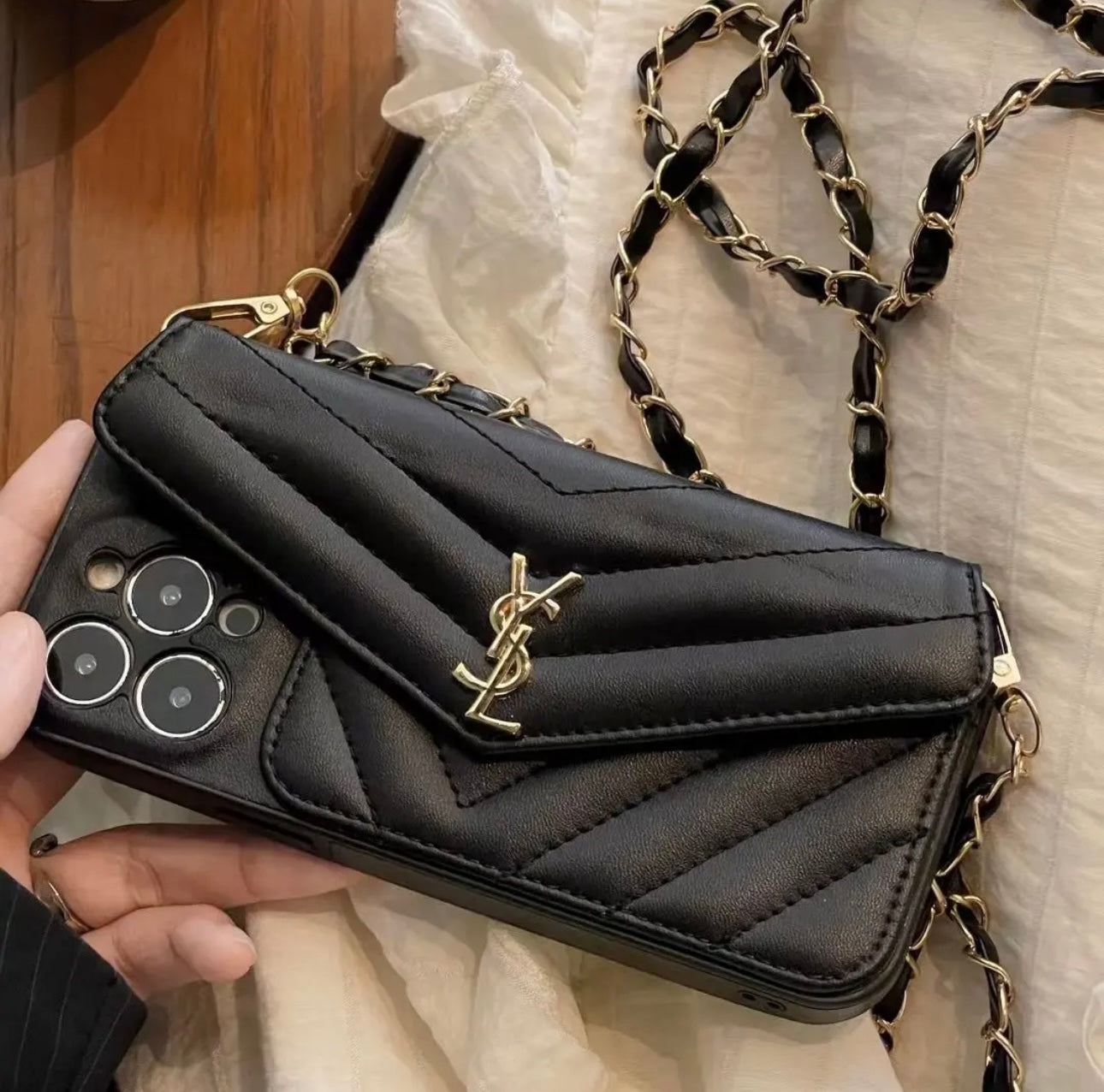 YSL Luxurious iPhone Case(With chain)