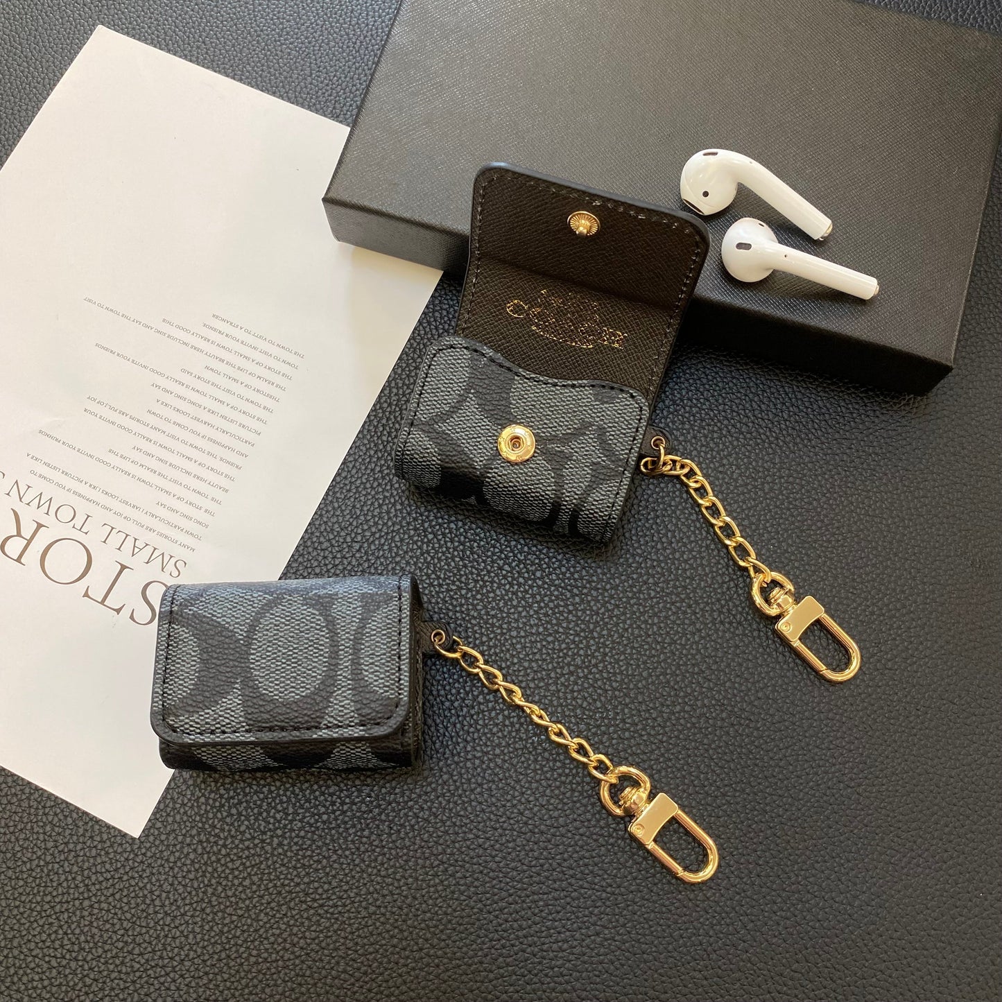 Lúxusþjálfari Airpods mál Black-YH240425