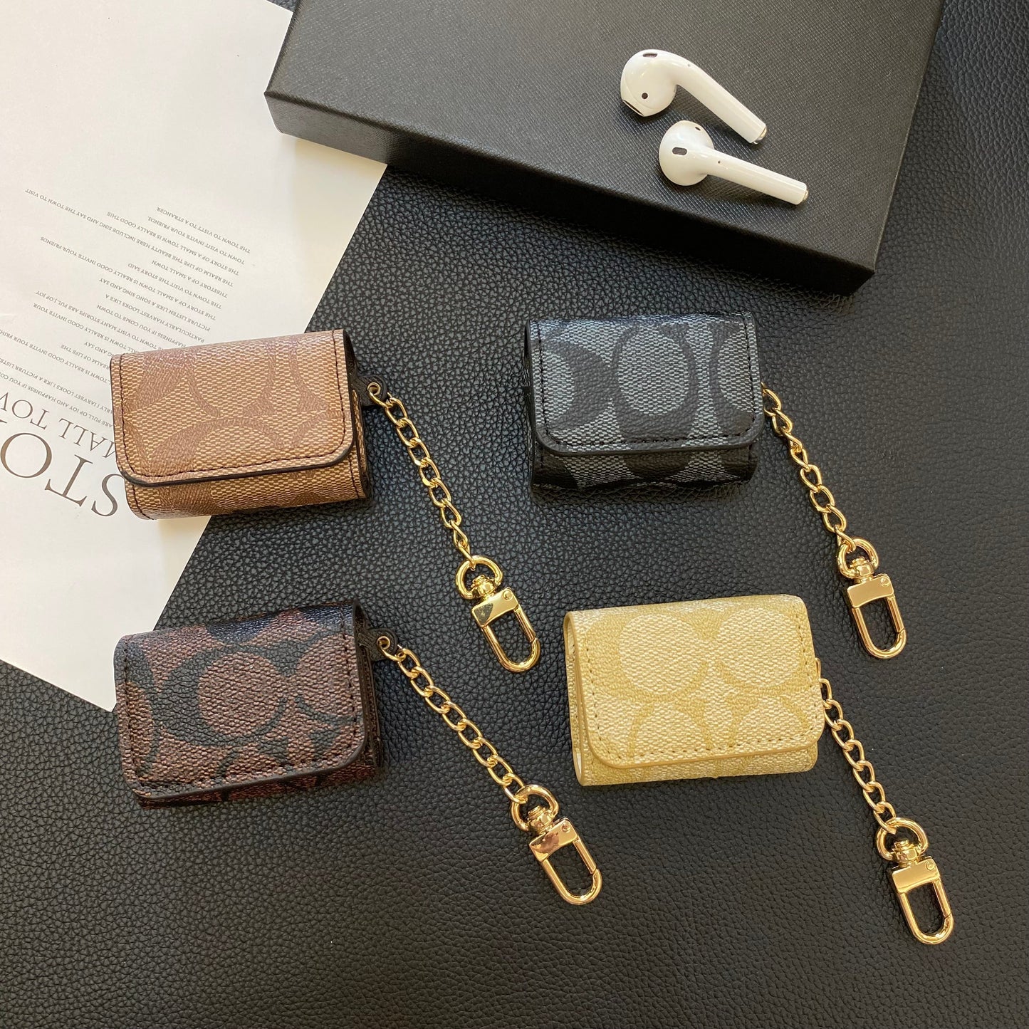 Lúxusþjálfari Airpods mál Black-YH240425