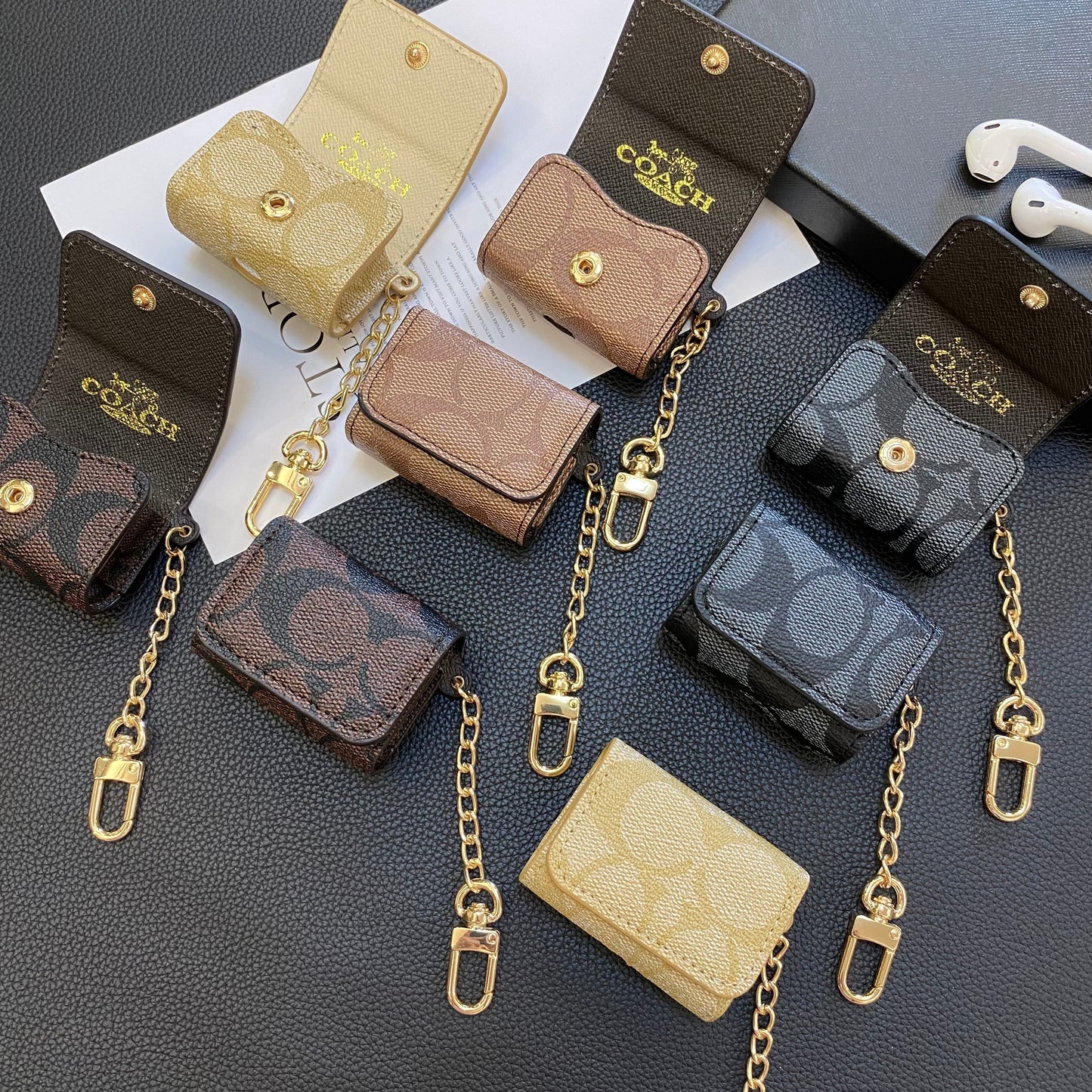 Lúxusþjálfari Airpods mál Black-YH240425