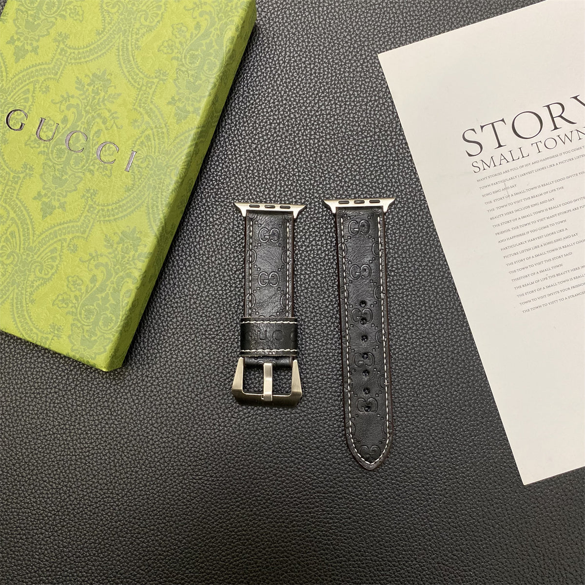 GG Apple Watch Band עור שחור-SW24422