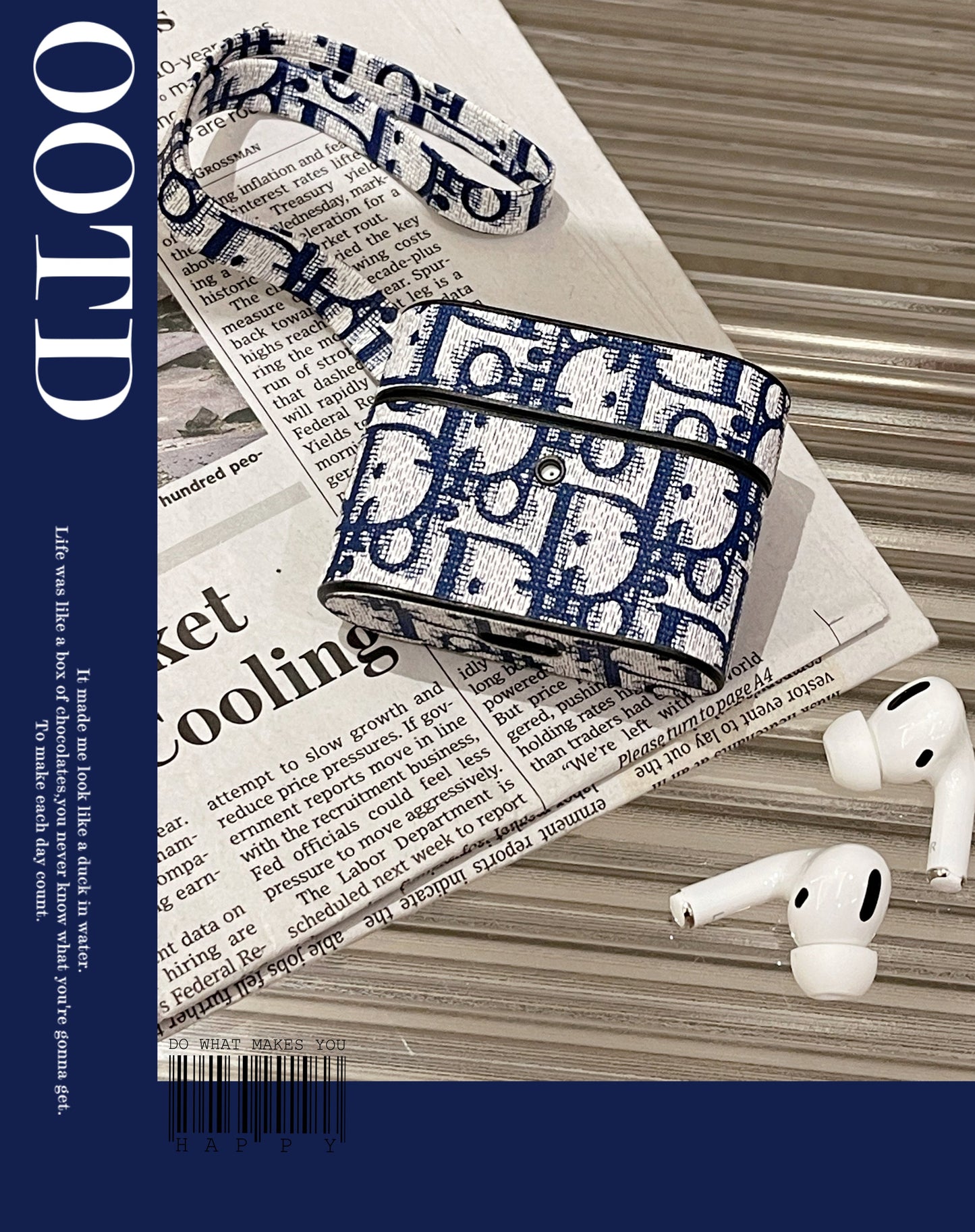 Case AirPods CD in pelle Blue-PG240513