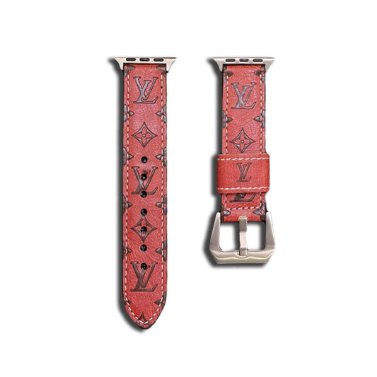 Lædermonogram Apple Watch Band Leather Red-YH24422