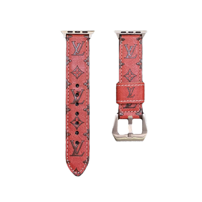 Lærmonogram Apple Watch Band Leather Red-Yh24422