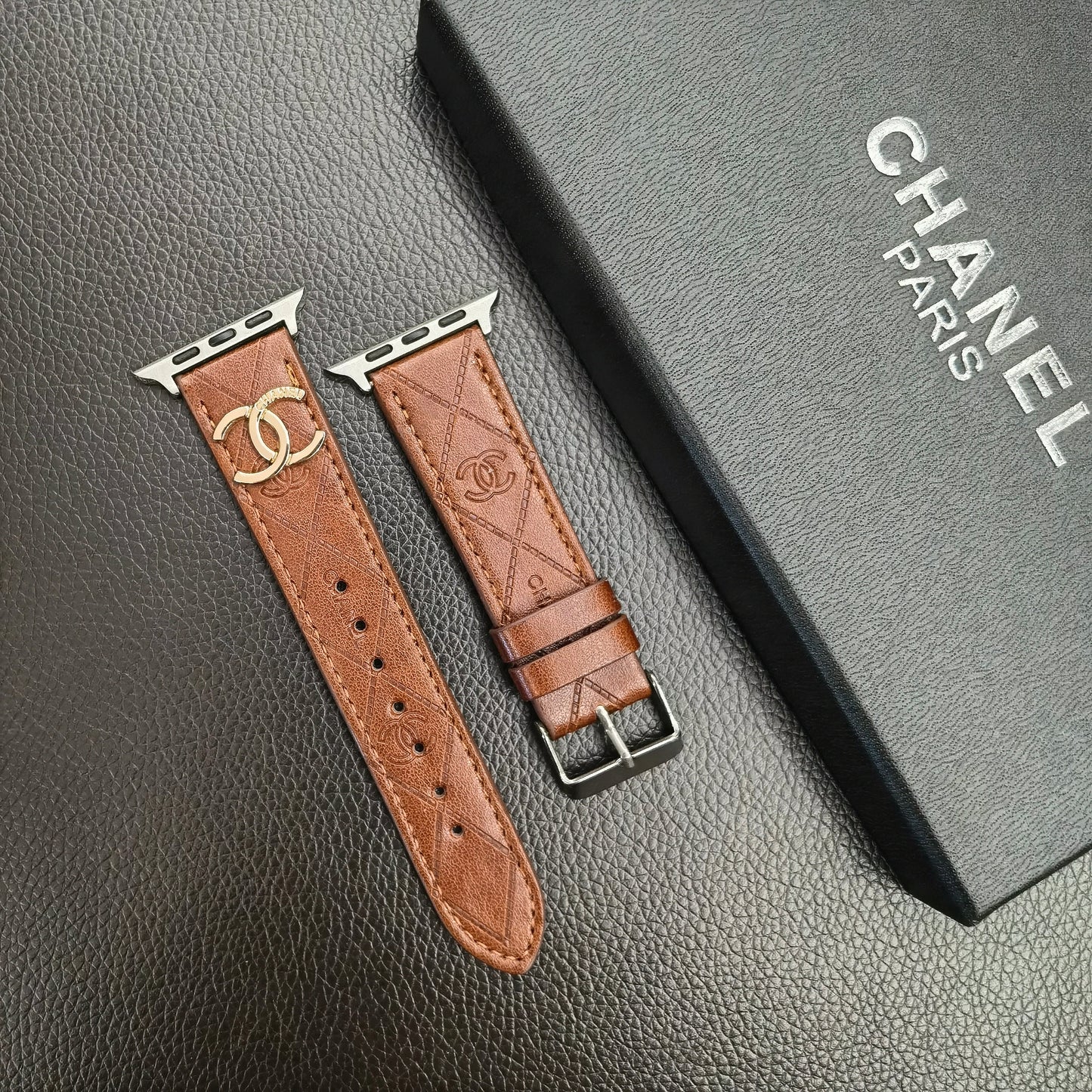 Luxury CC Apple Watch Band Brown-yhk2405059