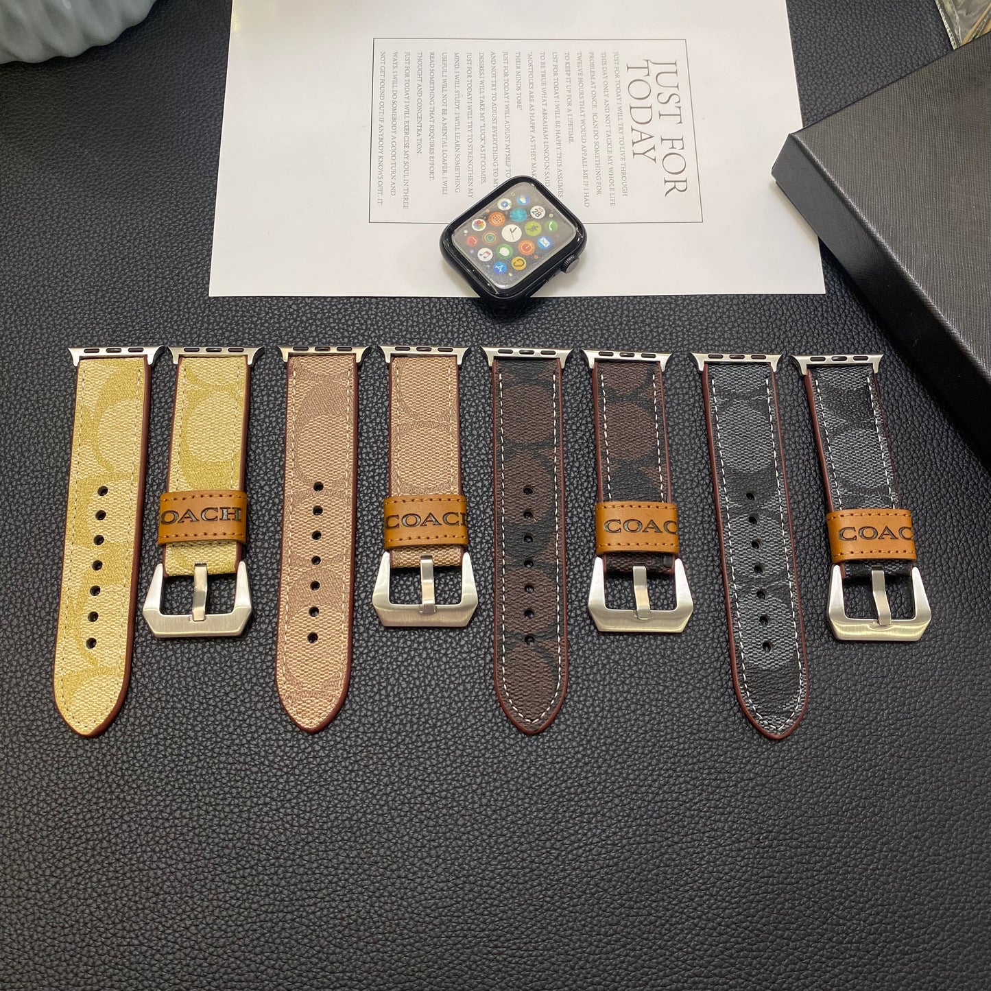 Leðurþjálfarinn Apple Watch Band Dark Brown-YHK244221710