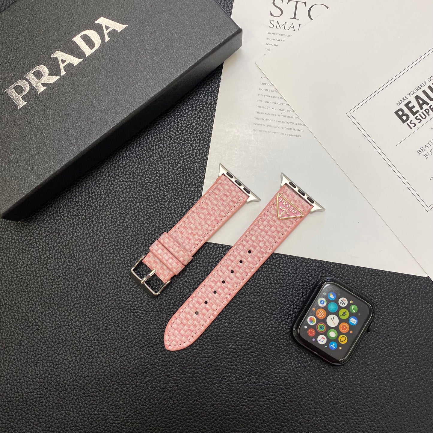 Neule Prada Apple Watch Band Pink-BZK240509