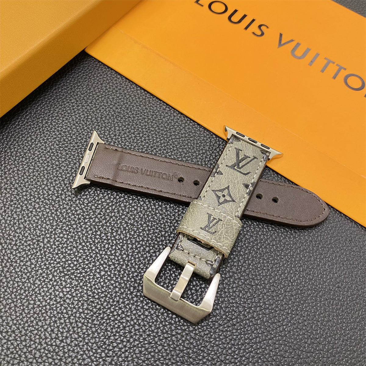 Lædermonogram Apple Watch Band Leather Brown-YH24422