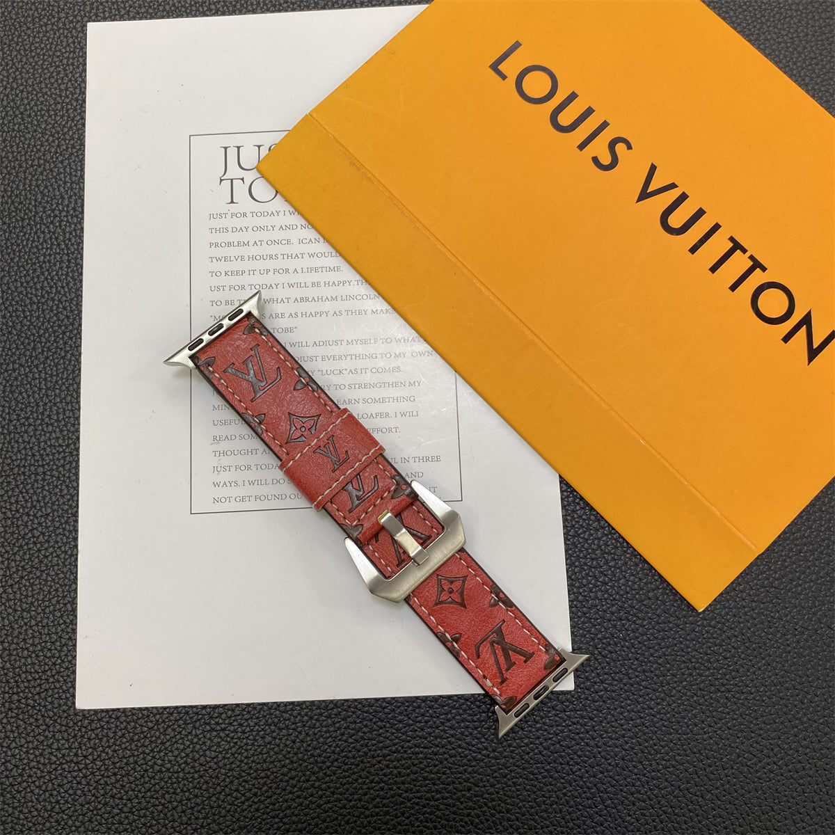 Lærmonogram Apple Watch Band Leather Red-Yh24422