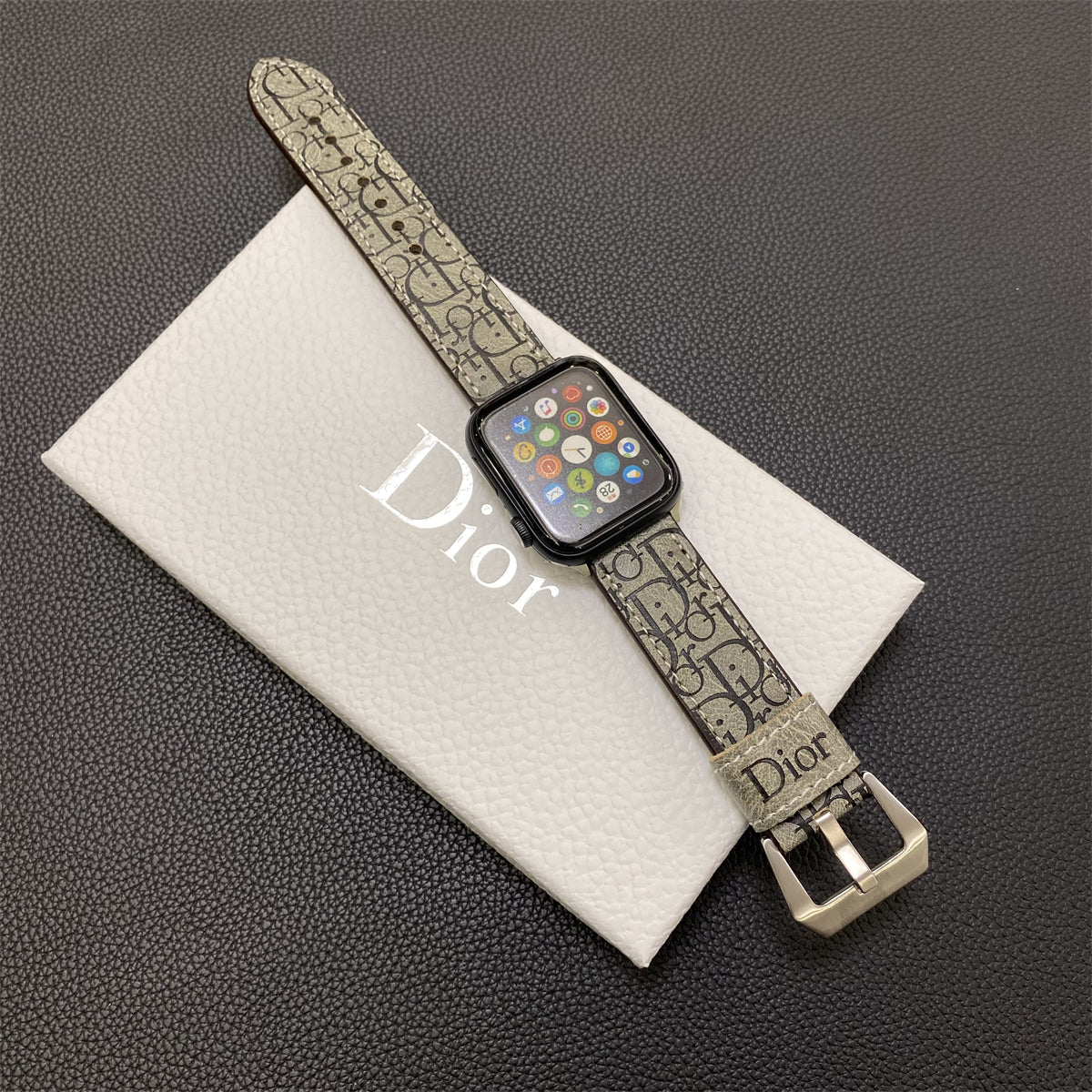 Leder CD Apple Watch Band Gray-Yhk240509