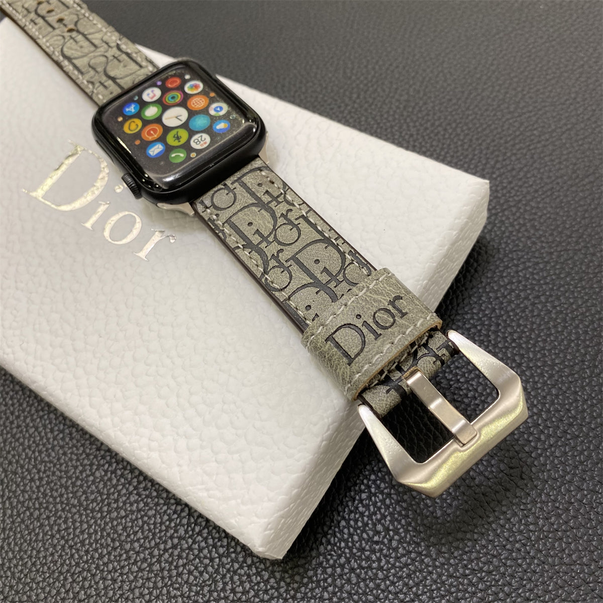 Leder CD Apple Watch Band Gray-Yhk240509