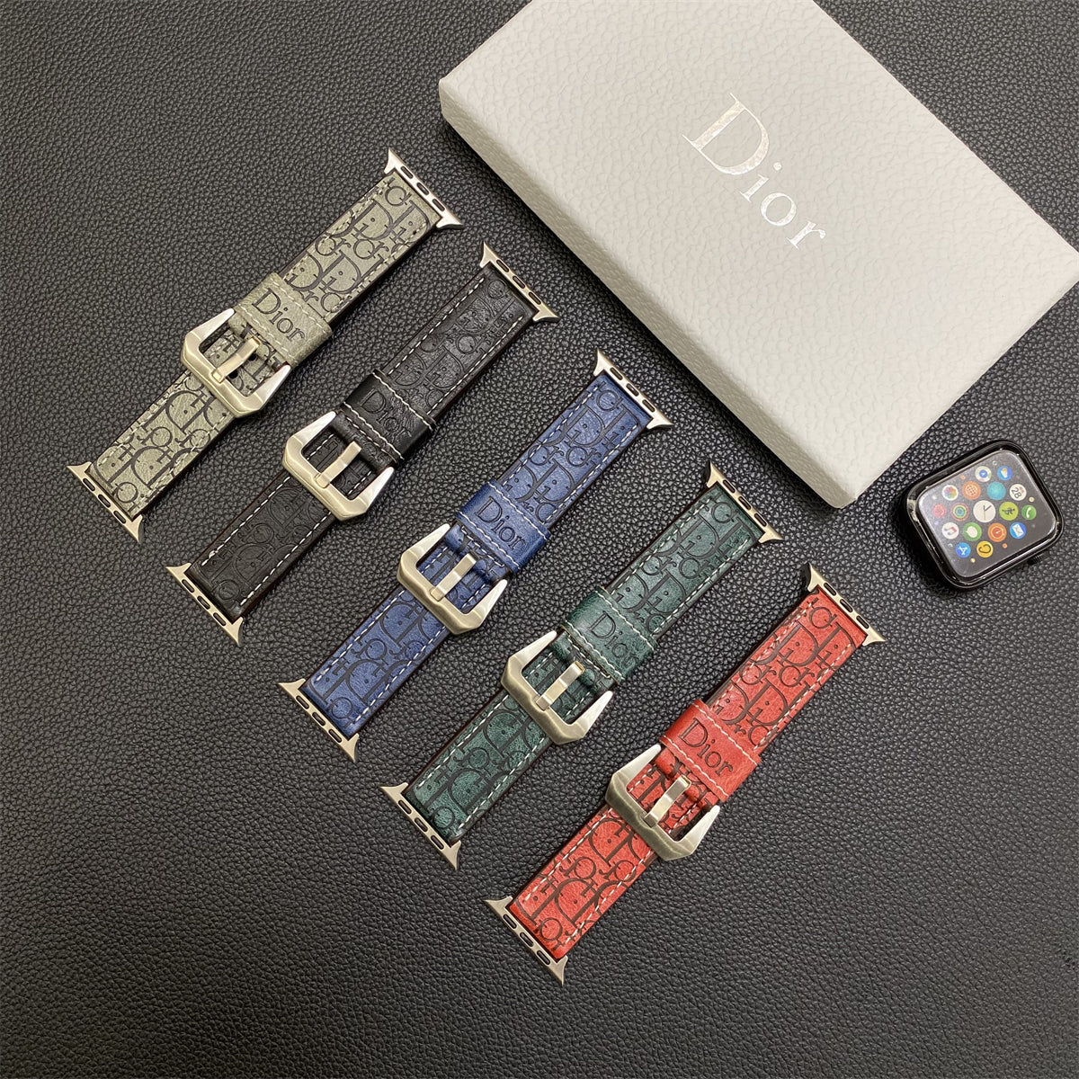 Leder CD Apple Watch Band Gray-Yhk240509