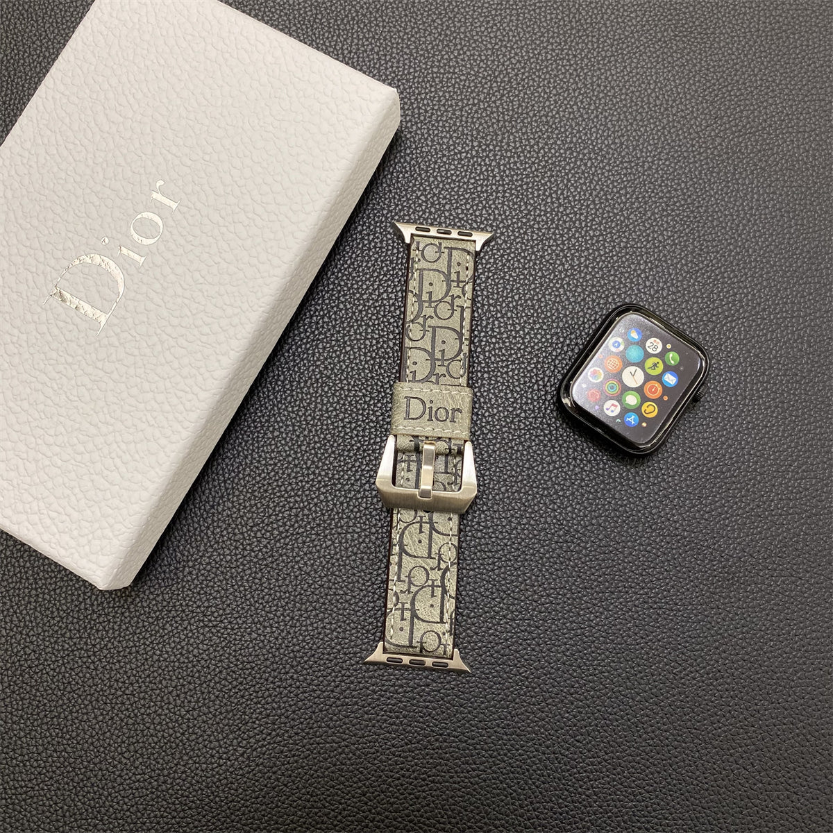 Leder CD Apple Watch Band Gray-Yhk240509